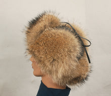 Load image into Gallery viewer, Hat Style # 6000 Trooper style Hat made from coyote fur and leather