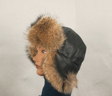Load image into Gallery viewer, Hat Style # 6000 Trooper style Hat made from coyote fur and leather
