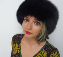 Load image into Gallery viewer, Black Headband made from fox fur
