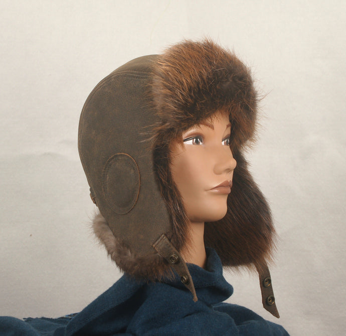 Toque Montreal: Aviator Hat with Beaver Fur