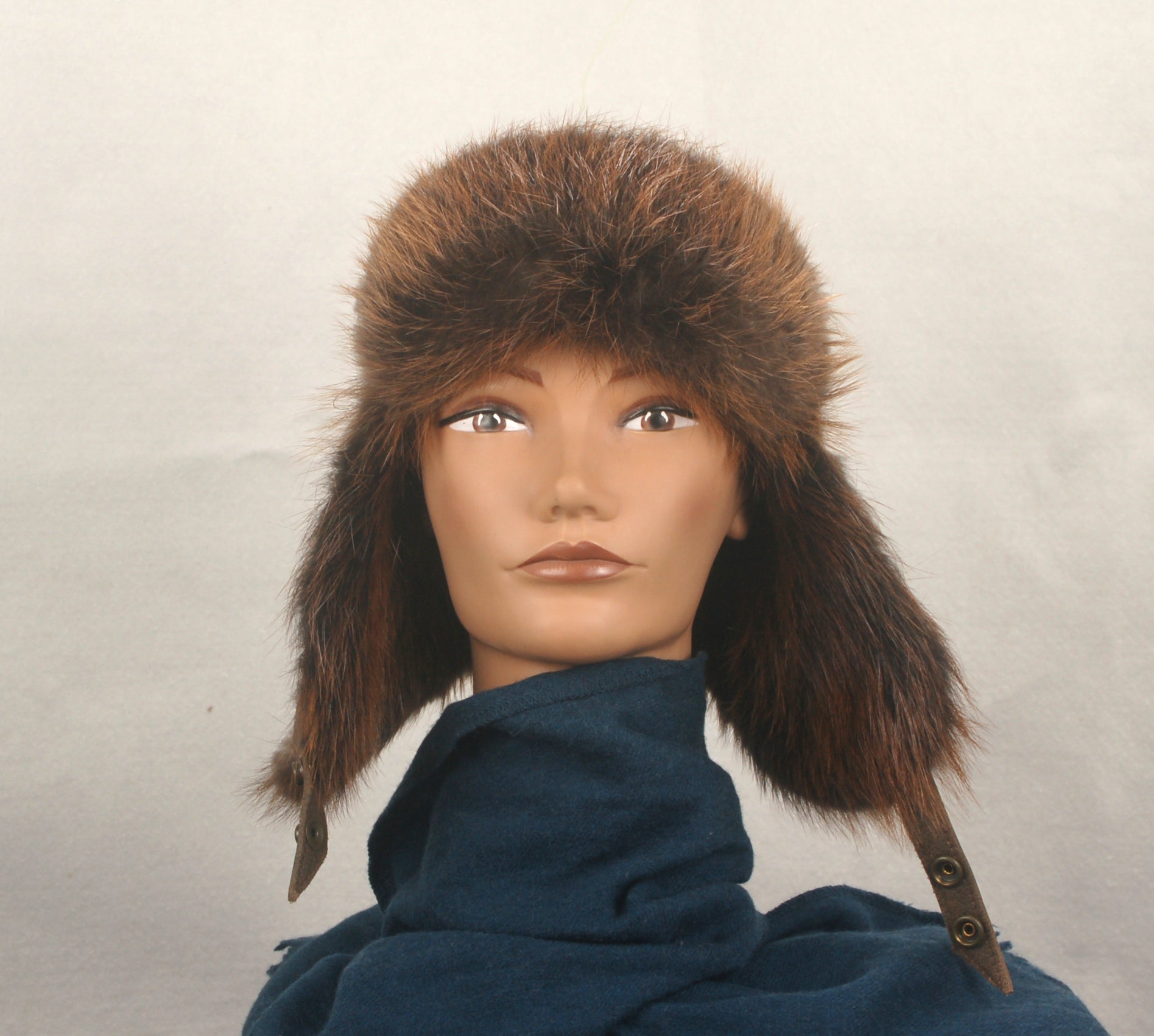 Aviator Hat made with Beaver fur leather unisex