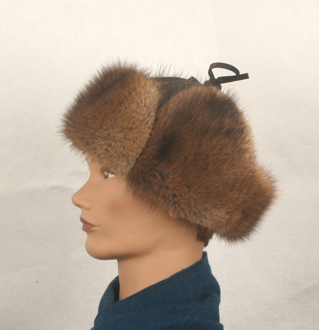 Muskrat Fur Russian Trooper Style Hat