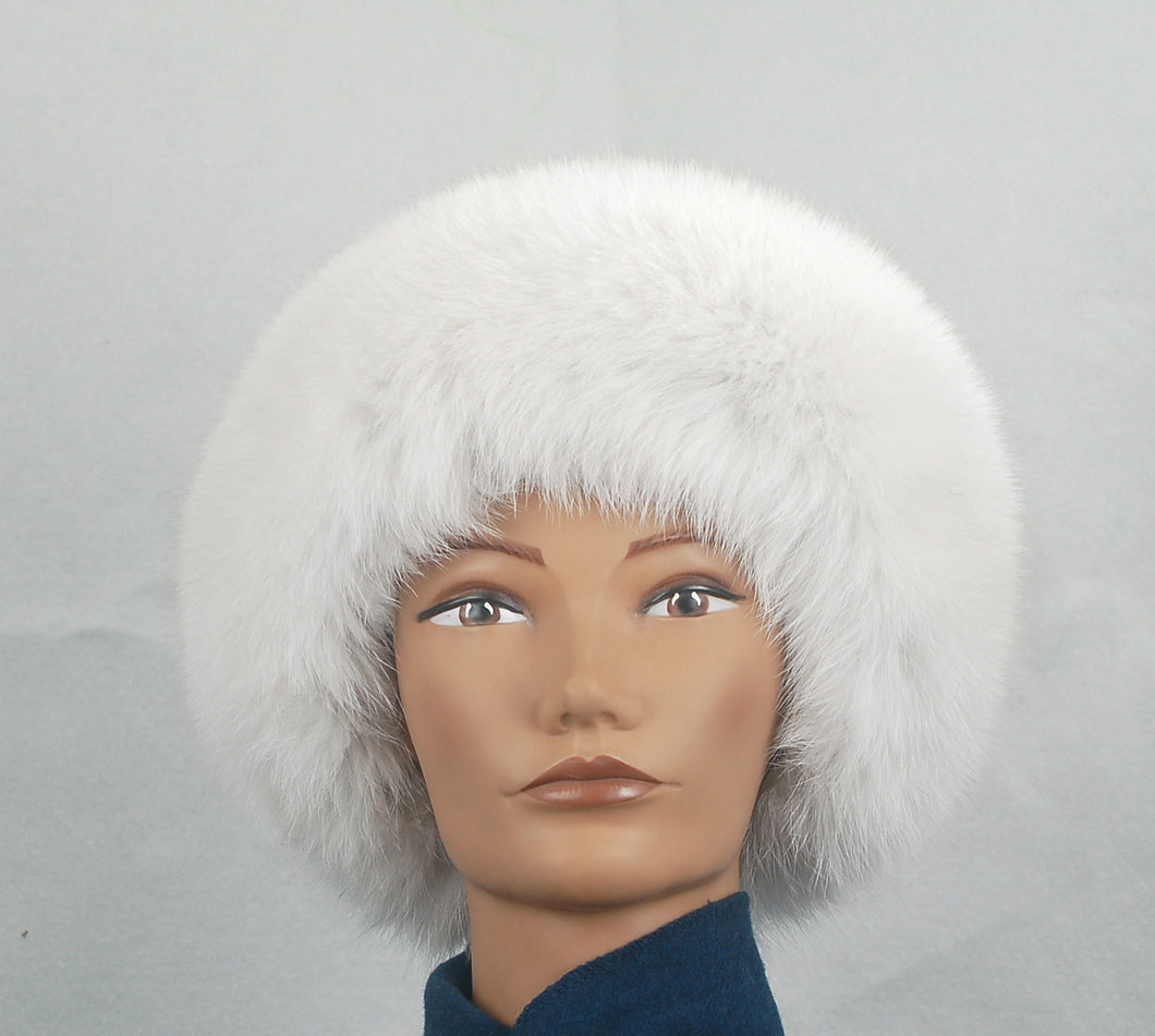 Style 21 Hat made with Natural White Fox fur and Fur Crown