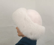 Load image into Gallery viewer, Style 21 Hat made with Natural White Fox fur and Fur Crown
