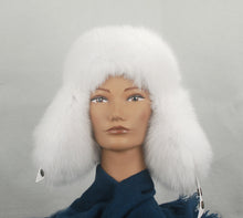 Load image into Gallery viewer, Aviator Hat made with White Fox fur and  Leather
