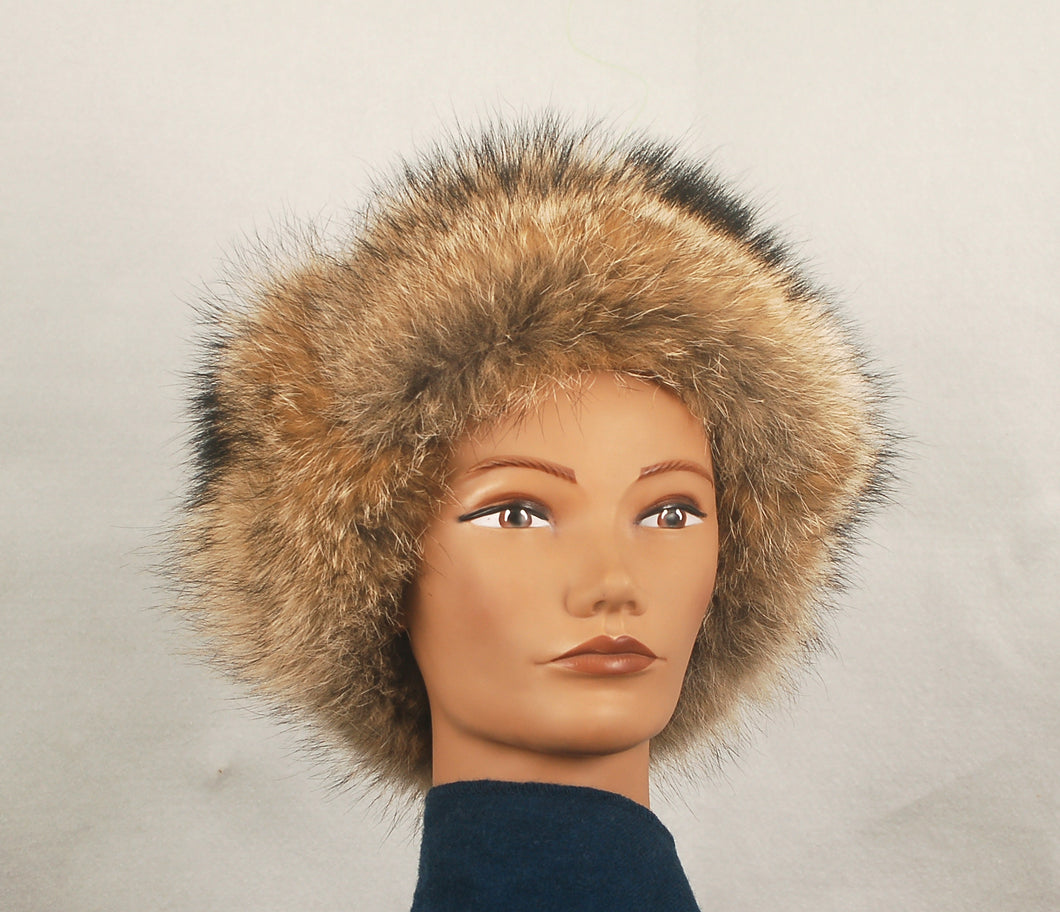 Hat Style # 6000  Trooper style Hat made from coyote fur and leather