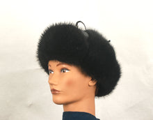 Load image into Gallery viewer, Style 2000 Trooper Hat made with Black Muskrat and leather
