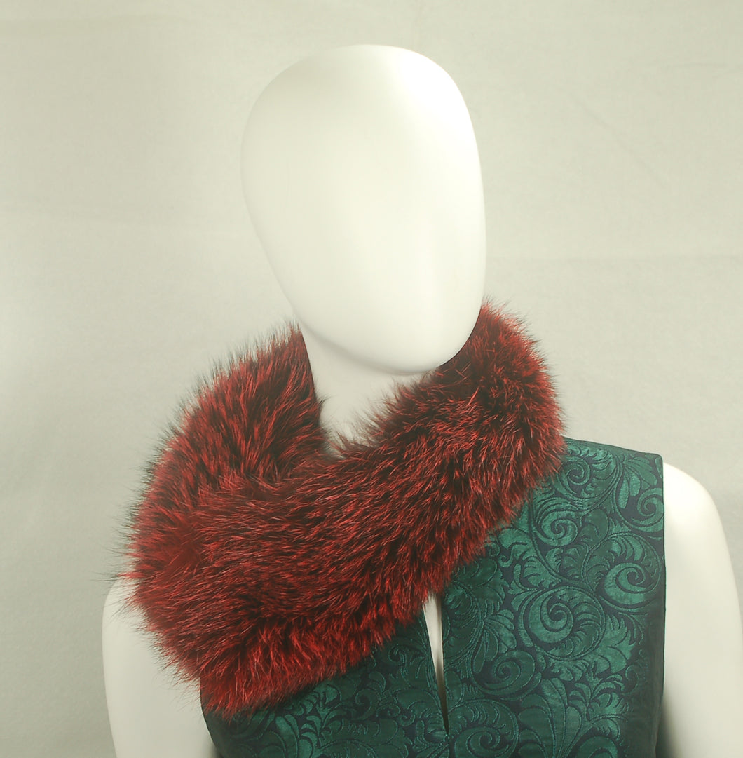 Fur Headband made with Red on Indigo Fox fur