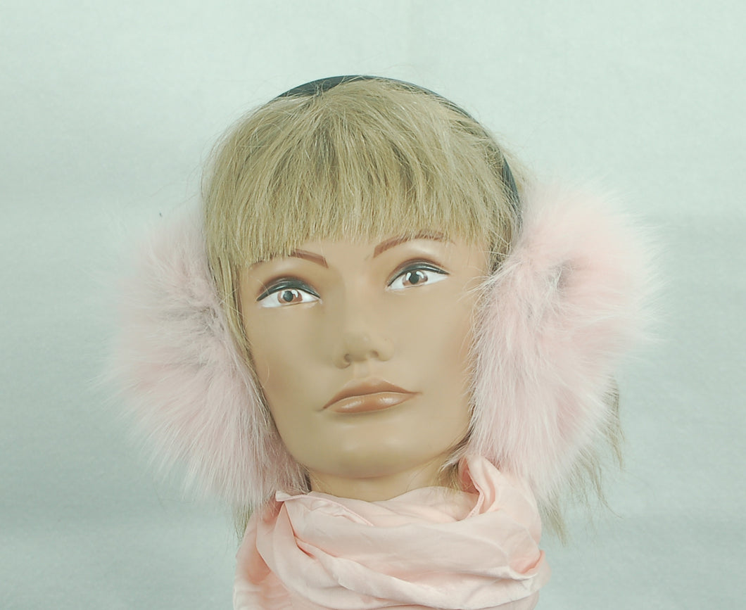 Fur Earmuff made with Powder Pink Fox fur