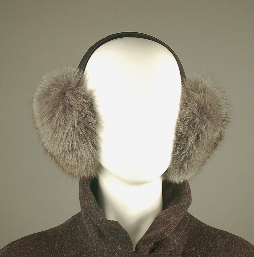 Fur Earmuff made with Medium Grey Fox fur