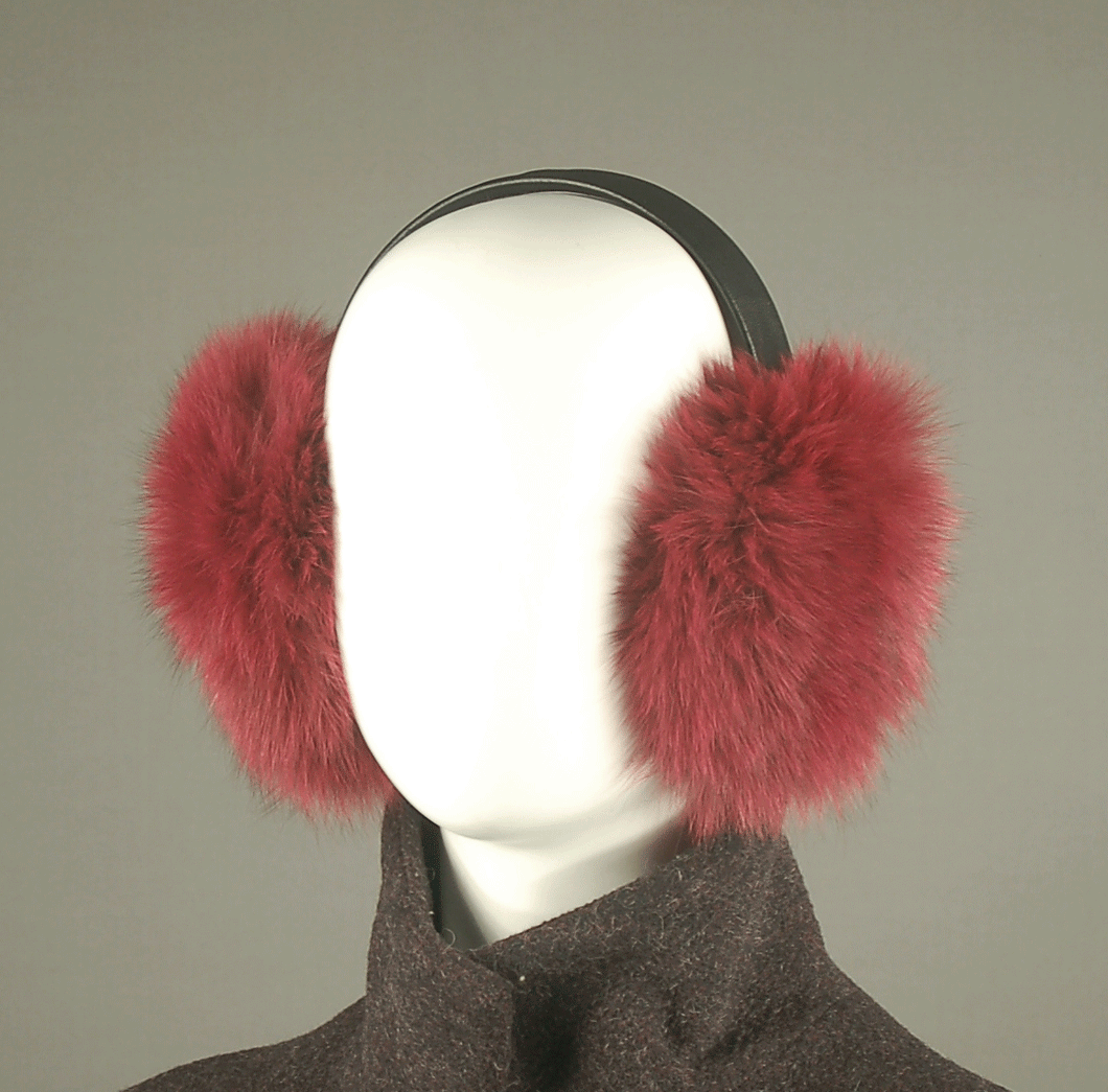 Fur Earmuff made with Raspberry Red Fox fur