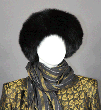 Load image into Gallery viewer, Style 05 Black fox fur hat with leather crown
