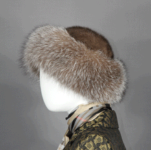 Load image into Gallery viewer, Style 21 Crystal fox fur hat with mink fur  crown # A 3
